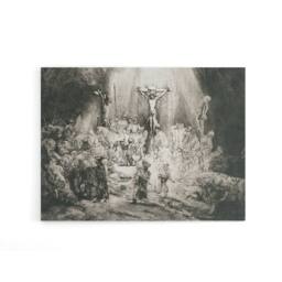"Artery8 Rembrandt The Three Crosses Canvas Wall Art Print in Grey - Size: W18"" x H24""" - thumbnail 1