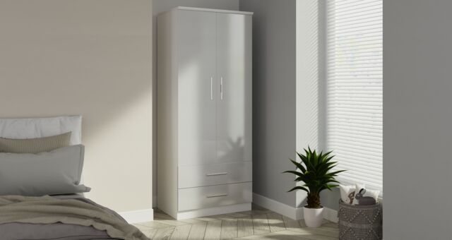 Ready Assembled 2 U Trent 2 Door 2 Drawer Wardrobe (Ready Assembled) in Mid Grey - image 1