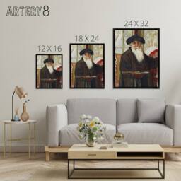 "Artery8 Self Portrait With Paint Palette Pissarro Black Framed Canvas Wall Art - Size: W12"" x H16""" - thumbnail 4