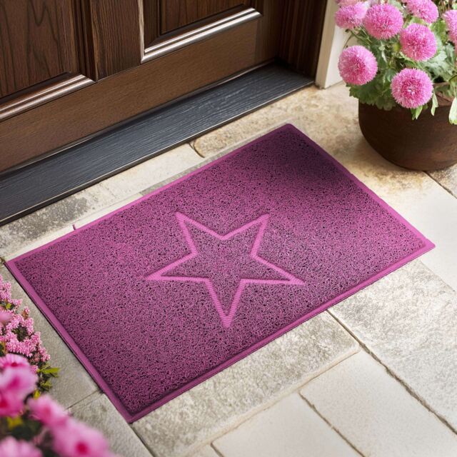 Nicoman Embossed PVC Spaghetti Embossed Star Door Mat in Pink - Size: 90 cm x 60 cm - image 1