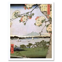 "Artery8 Wall Art Print Utagawa Hiroshige 100 Views Edo 035 Japan Landscape Ukiyo-e Woodblock Landscape Art Framed in White - Size: W12"" x H16""" - thumbnail 1