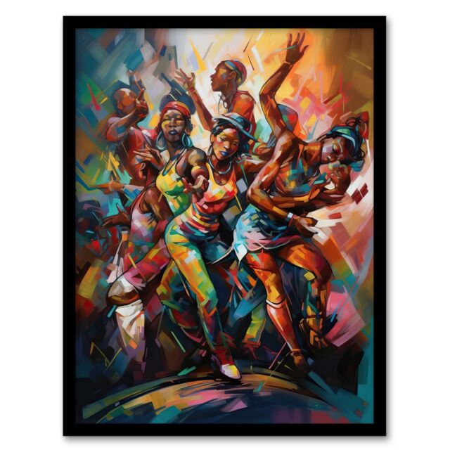 Artery8 Wall Art Print Reggaeton Urban Street Dance Hip Hop Reggae Music Latin American Dance Hall Painting Rhythm Body Energy Theatre Arts Artwork - image 1