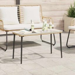 Berkfield Home Garden Table Natural 80 x 40 x 45 cm Poly rattan in Brown - thumbnail 3
