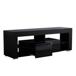 Home Discount Vida Designs Luna 2 Drawer LED TV Unit Storage Home Entertainment Living Room Bedroom Furniture 450 x 1300 x 350 mm in Black - thumbnail 7