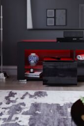 Home Discount Vida Designs Luna 2 Drawer LED TV Unit Storage Home Entertainment Living Room Bedroom Furniture 450 x 1300 x 350 mm in Black - thumbnail 6