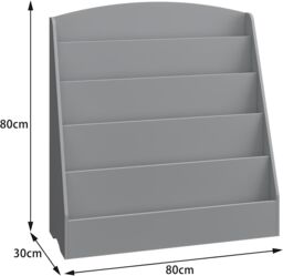 Xample Kids Bookshelf Storage 5 Tier Kids Sling Storage Fabric Sling Book Case Shelves in Grey - thumbnail 7