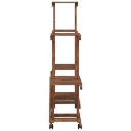 Berkfield Home Elegant Flower Stand with Wheels 95x25x101 cm Solid Wood Fir in Brown - Size: 95 x 25 x 101 cm - thumbnail 5