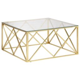 Berkfield Home Coffee Table Gold Stainless Steel & Tempered Glass - thumbnail 2
