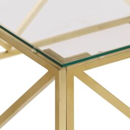 Berkfield Home Coffee Table Gold Stainless Steel & Tempered Glass - thumbnail 5