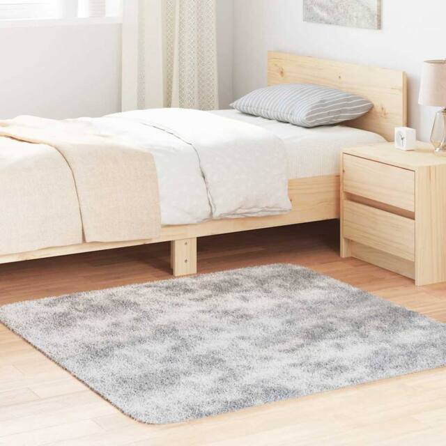 Berkfield Home Shaggy Rug High Pile NAVARRA Light Grey 120x120 cm Polyester - Size: Medium - image 1