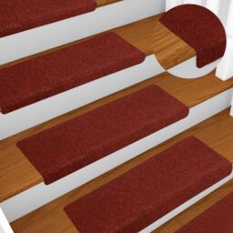 Berkfield Home Stair Mats 10 pcs Bordeaux Red 65x21x4 cm Needle Punch - Size: Medium - thumbnail 1