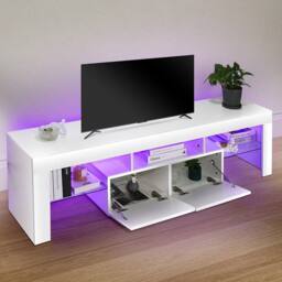 EONLION 160cm White High Gloss TV Stand Cabinet Unit - Size: 100 cm - thumbnail 3