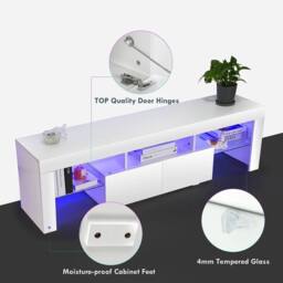 EONLION 160cm White High Gloss TV Stand Cabinet Unit - Size: 100 cm - thumbnail 5