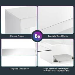 EONLION 160cm White High Gloss TV Stand Cabinet Unit - Size: 100 cm - thumbnail 4