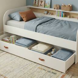 Nöa and Nani Helene Day Bed with Pull-Out Trundle in Classic White & Pine - Size: Single - thumbnail 5