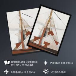 Artery8 Sailboat Masts Cubist Painting Demuth Framed Wall Art Print in White - Size: A4 - thumbnail 2