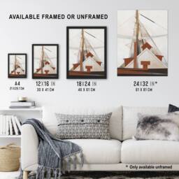 Artery8 Sailboat Masts Cubist Painting Demuth Framed Wall Art Print in White - Size: A4 - thumbnail 3