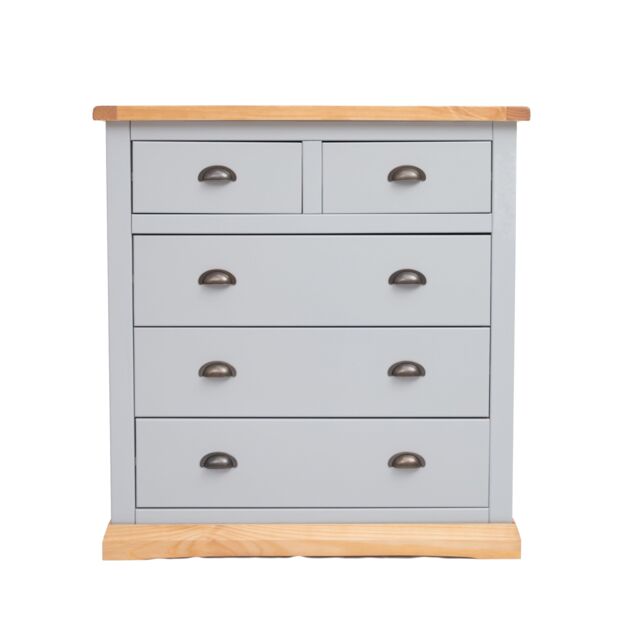Cabinet Bits Bomporto 5 Drawer Chest of Drawers Brass Cup Handle in Light Grey - image 1