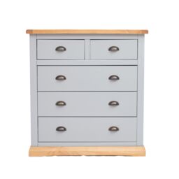 Cabinet Bits Bomporto 5 Drawer Chest of Drawers Brass Cup Handle in Light Grey