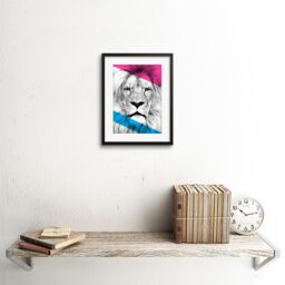 "Artery8 Wall Art Print Contemporary Bold CMYK Lion Art Framed 9x7 inch in Black - Size: W7"" x H9""" - thumbnail 2