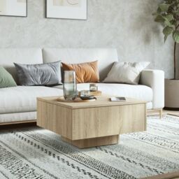 Berkfield Home Coffee Table Sonoma Oak 60x60x31.5 cm Engineered Wood in Brown - thumbnail 3