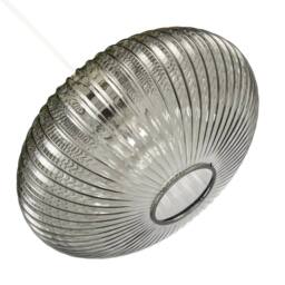 Happy Homewares Modern Designer Line Ribbed Glass Oval Pendant Lamp Shade in Grey - Size: 12 inches - thumbnail 3