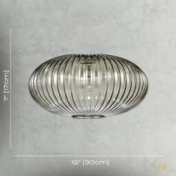 Happy Homewares Modern Designer Line Ribbed Glass Oval Pendant Lamp Shade in Grey - Size: 12 inches - thumbnail 7