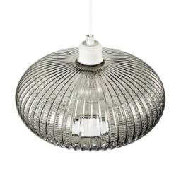 Happy Homewares Modern Designer Line Ribbed Glass Oval Pendant Lamp Shade in Grey - Size: 12 inches - thumbnail 4