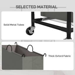 STILVORA Laundry Basket Unit with Hanging Rail & 3 Baskets in Grey - thumbnail 9