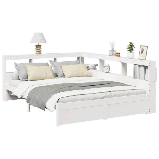 Berkfield Home Bookcase Bed without Mattress White 150x200 cm Solid Wood Pine - image 1