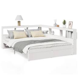 Berkfield Home Bookcase Bed without Mattress White 150x200 cm Solid Wood Pine - thumbnail 3