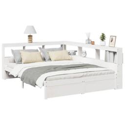 Berkfield Home Bookcase Bed without Mattress White 150x200 cm Solid Wood Pine - thumbnail 1