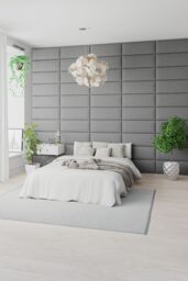 Aspire EasyMount Wall Mounted Upholstered Panels, Modular DIY Headboard in Eire Linen Fabric (Pack of 4) in Grey - thumbnail 2