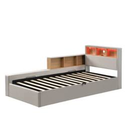STILVORA Grey Velvet Daybed with Storage & USB Charging Port - Size: Single - thumbnail 5
