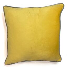 Rapport Home Piped Velvet Polyester Cushion Cover in Mustard - Size: 43 cm x 43 cm