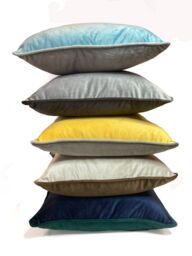 Rapport Home Piped Velvet Polyester Cushion Cover in Mustard - Size: 43 cm x 43 cm - thumbnail 5