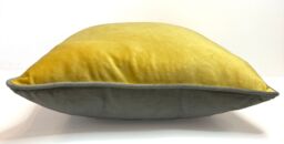 Rapport Home Piped Velvet Polyester Cushion Cover in Mustard - Size: 43 cm x 43 cm - thumbnail 3