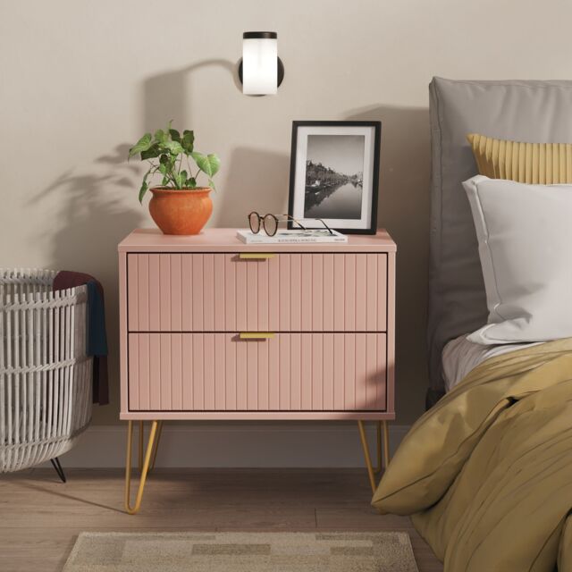 Ready Assembled 2 U Bexley 2 Drawer Side Table (Ready Assembled) in Dusty Pink - image 1
