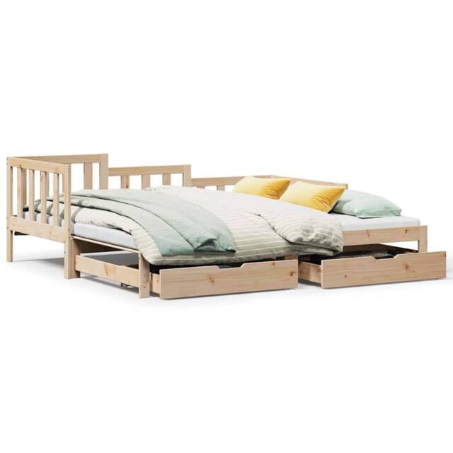 Berkfield Home Daybed with Trundle & Drawers without Mattress 90x190 cm Single in Natural - image 1