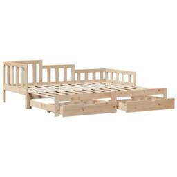 Berkfield Home Daybed with Trundle & Drawers without Mattress 90x190 cm Single in Natural - thumbnail 3