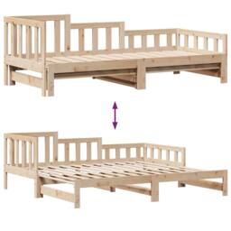Berkfield Home Daybed with Trundle & Drawers without Mattress 90x190 cm Single in Natural - thumbnail 8