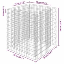 Berkfield Home Durable Gabion Raised Bed Galvanised Steel 90x90x100 cm in Silver - Size: 90 x 90 x 100 cm - thumbnail 7