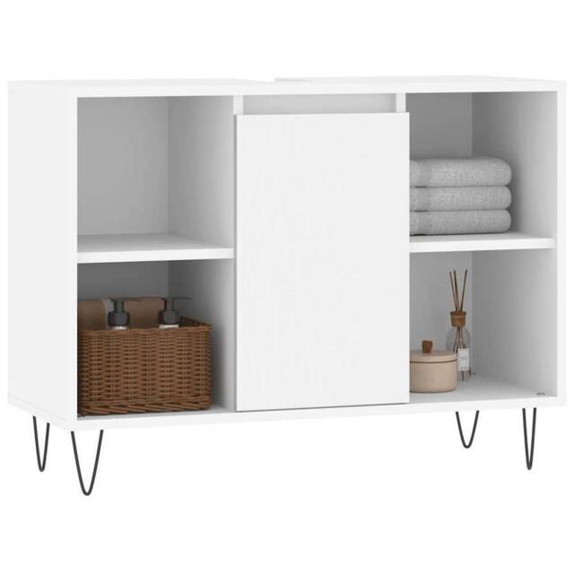 Berkfield Home Durable Bathroom Cabinet White 80x33x60 cm Engineered Wood - Size: 80 x 33 x 60 cm - image 1