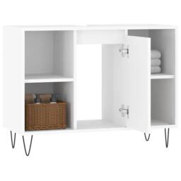 Berkfield Home Durable Bathroom Cabinet White 80x33x60 cm Engineered Wood - Size: 80 x 33 x 60 cm - thumbnail 4