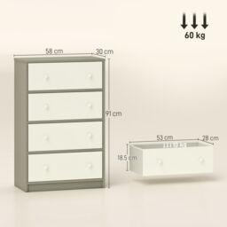 HOMCOM Chest of Drawers, Drawer Dresser for Bedroom in White - thumbnail 3