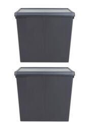 Wham Bam 1 x 154L Stackable Plastic Storage Box & Lid in Black - thumbnail 4