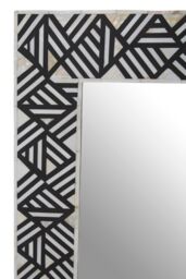 Orsina Rectangular Mother of Pearl Wall Mirror, Handcrafted Black & White Chevron Mirror, Accent Wall Décor in Grey - thumbnail 3