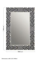 Orsina Rectangular Mother of Pearl Wall Mirror, Handcrafted Black & White Chevron Mirror, Accent Wall Décor in Grey - thumbnail 5