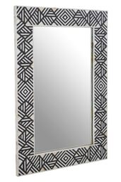 Orsina Rectangular Mother of Pearl Wall Mirror, Handcrafted Black & White Chevron Mirror, Accent Wall Décor in Grey - thumbnail 2