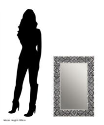 Orsina Rectangular Mother of Pearl Wall Mirror, Handcrafted Black & White Chevron Mirror, Accent Wall Décor in Grey - thumbnail 4